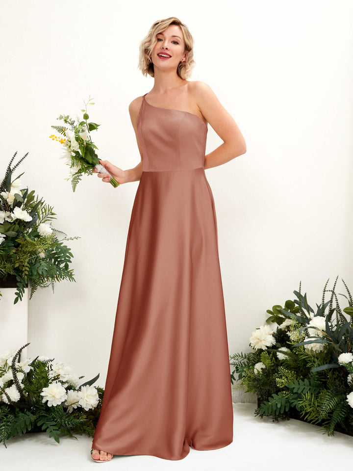 Raw Sienna Satin Bridesmaid Dress A-Line Floor-Length