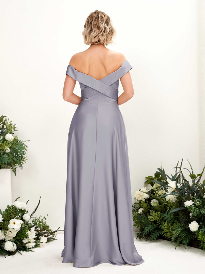 Baby Blue Satin Bridesmaid Dress A-Line Floor-Length