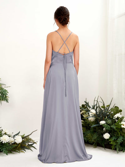 Carlyna Theresa A-Line Purple Haze Satin Bridesmaid Dress Maxi Sleeveless Cowl Neck Dress Back View #color_purple-haze