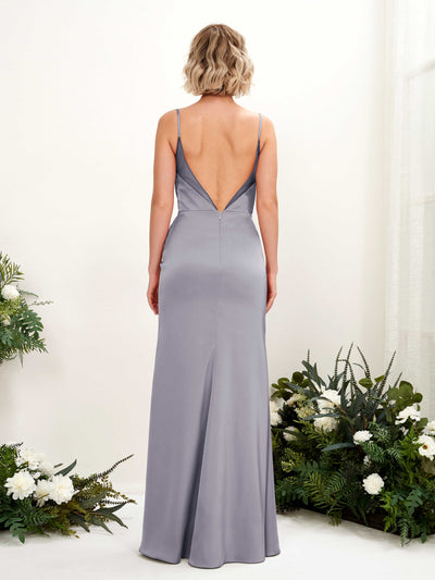 Carlyna Letitia Mermaid Purple Haze Satin Bridesmaid Dress Maxi Sleeveless V-Neck Dress Back View #color_purple-haze