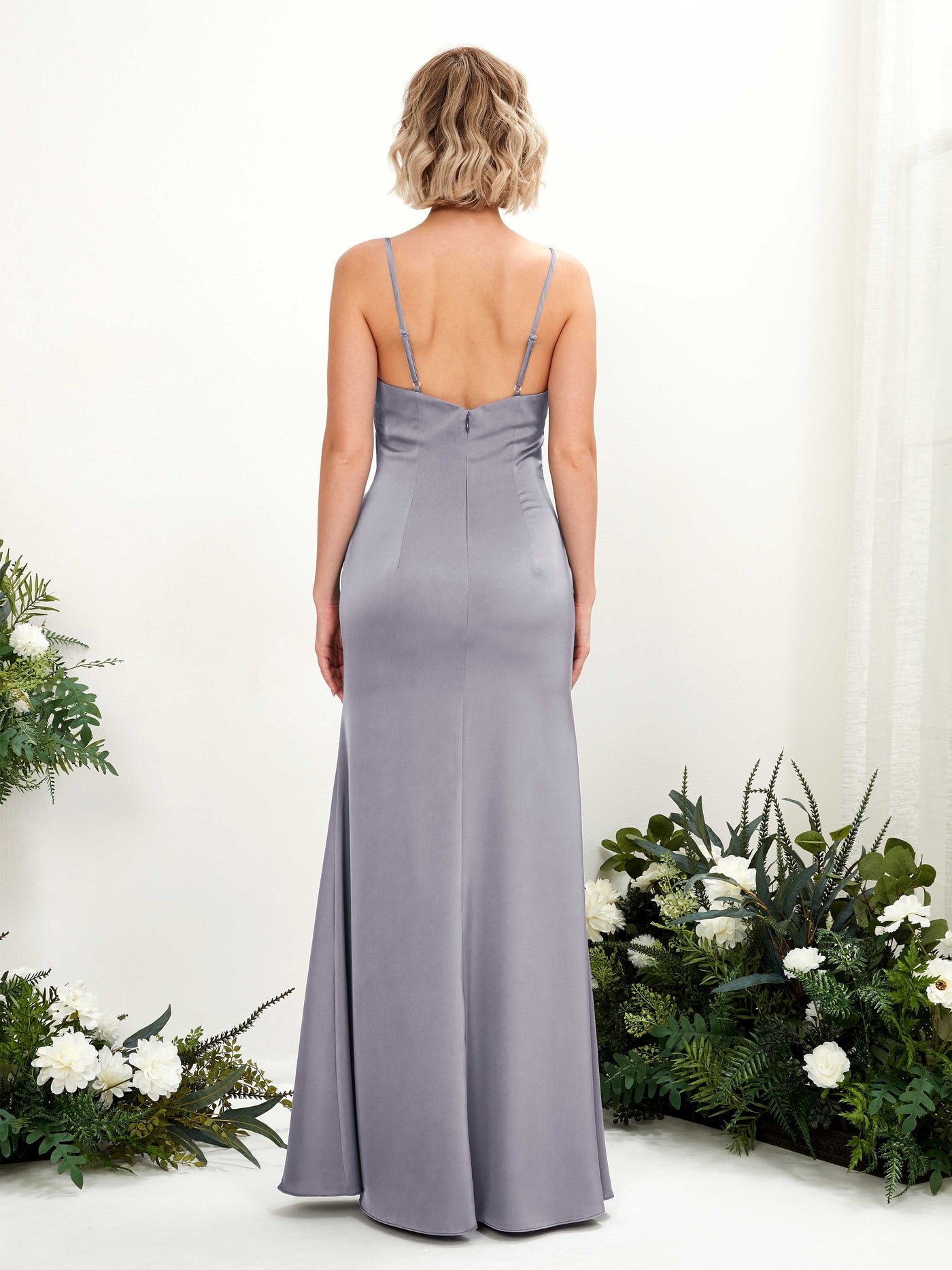 Open back Sexy Slit Straps Satin Bridesmaid Dress - Purple Haze (80223050)#color_purple-haze