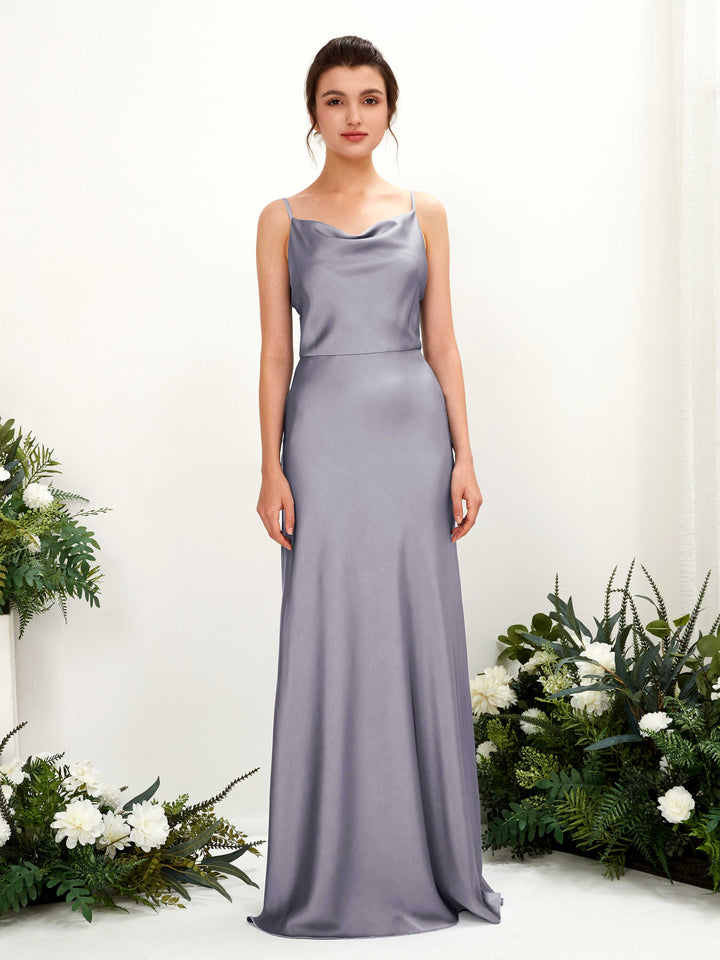 Open back Spaghetti-straps Sleeveless Satin Bridesmaid Dress - Purple Haze (80221850)