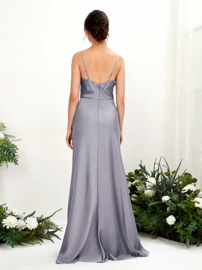 Carlyna Flora A-Line Purple Haze Satin Bridesmaid Dress Maxi Sleeveless Cowl Neck Dress Back View #color_purple-haze
