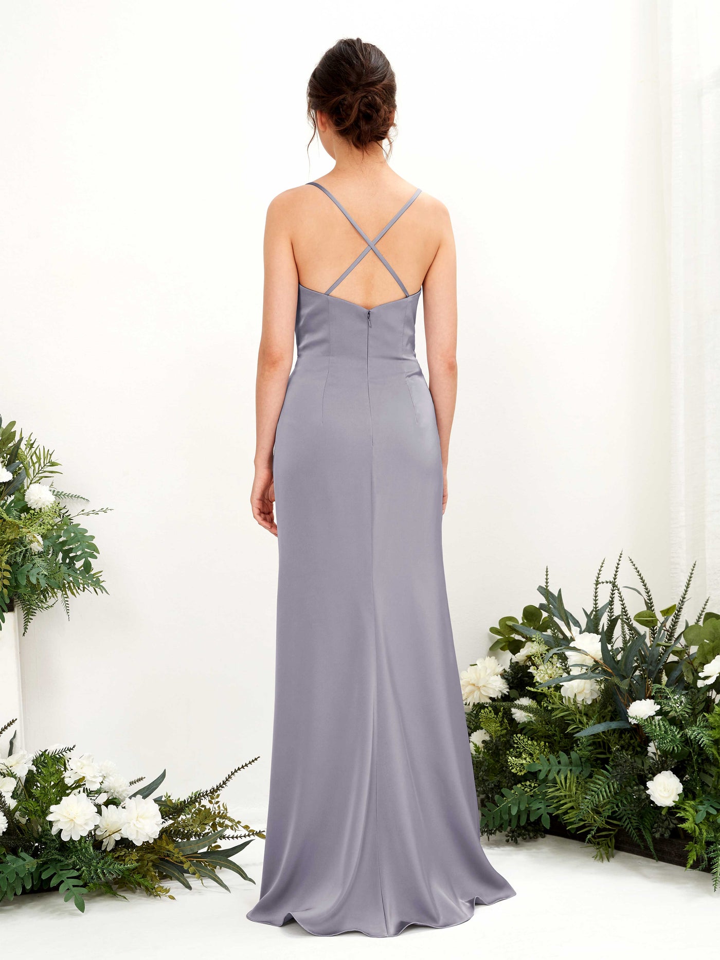 Sexy Slit Straps Sleeveless Satin Bridesmaid Dress - Purple Haze (80222450)#color_purple-haze