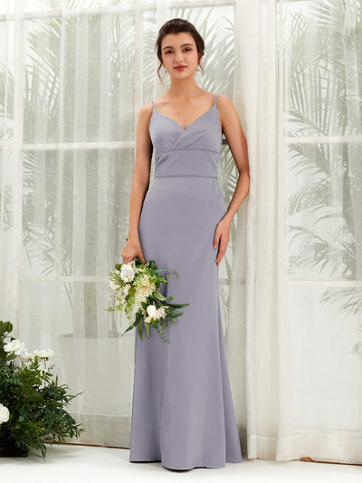 Carlyna Kama Mermaid Purple Haze Satin Bridesmaid Dress Maxi Sleeveless V-Neck Dress Front View #color_purple-haze