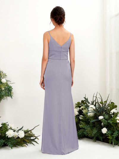 Carlyna Kama Mermaid Purple Haze Satin Bridesmaid Dress Maxi Sleeveless V-Neck Dress Back View #color_purple-haze