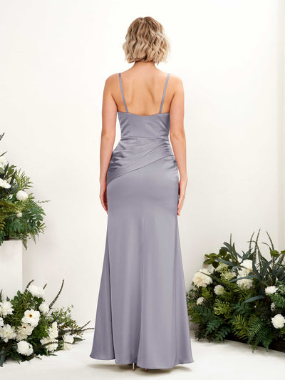 Carlyna Shirley Mermaid Purple Haze Satin Bridesmaid Dress Maxi Sleeveless V-Neck Dress Back View #color_purple-haze