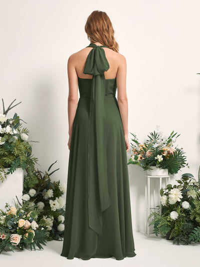 Carlyna Carolyn Convertible Martini Olive Bridesmaid Dress Maxi Sleeveless Sweetheart Dress Side View 2 #color_martini-olive