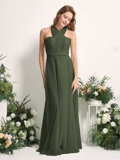 Carlyna Carolyn Convertible Martini Olive Bridesmaid Dress Maxi Sleeveless Sweetheart Dress Side View 5 #color_martini-olive