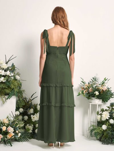 Carlyna Kaiya A-Line Martini Olive Bridesmaid Dress Maxi Sleeveless Straight Dress Back View #color_martini-olive