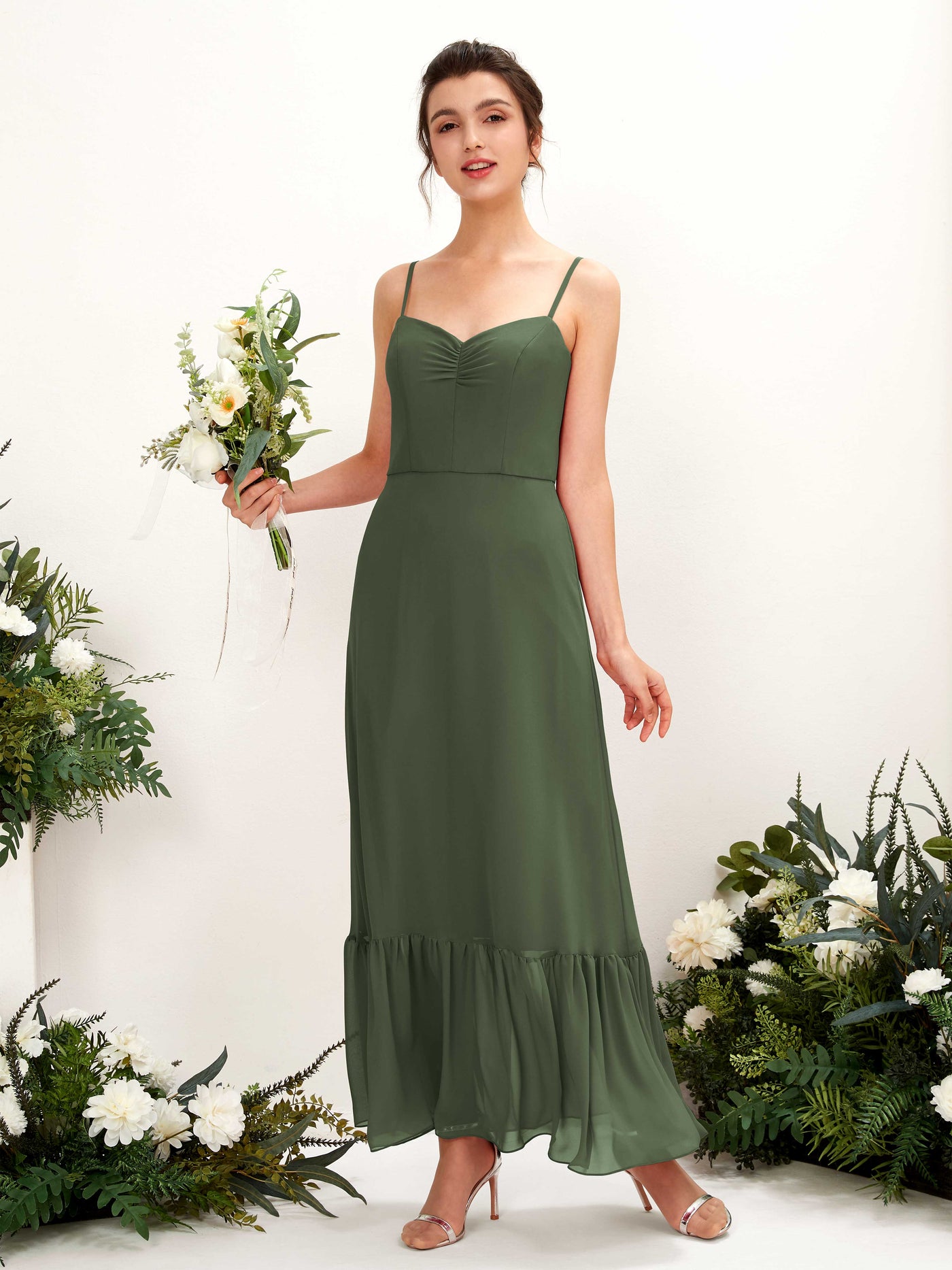 Martini Olive Bridesmaid Dresses Bridesmaid Dress Chiffon Spaghetti-straps Full Length Sleeveless Wedding Party Dress (81223007)#color_martini-olive
