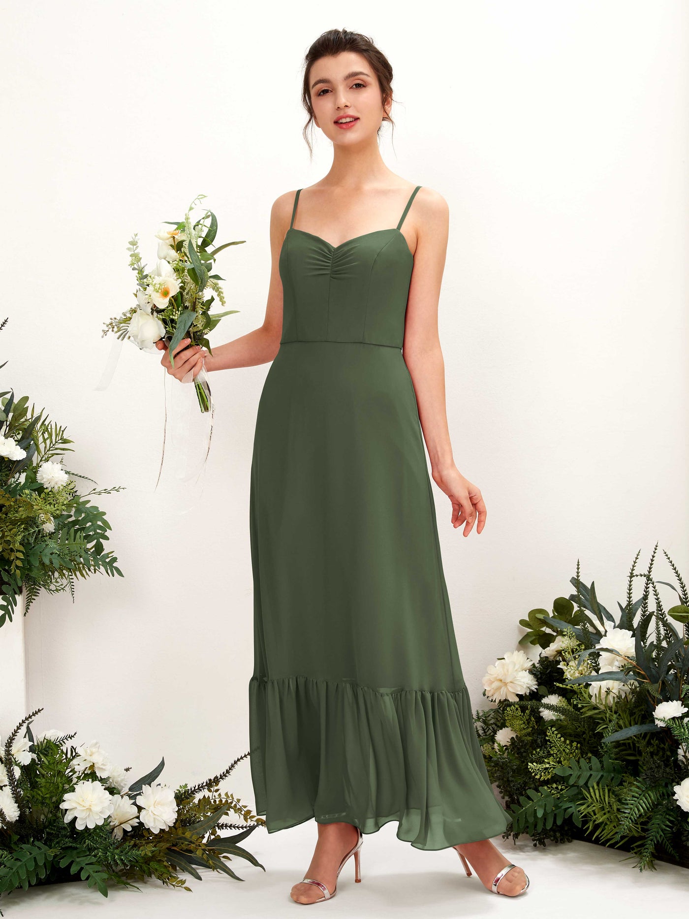 Pewter Chiffon Bridesmaid Dress Sheath Floor-Length | Carlyna Pewter Chiffon Bridesmaid Dress Sheath Floor-Length | Carlyna