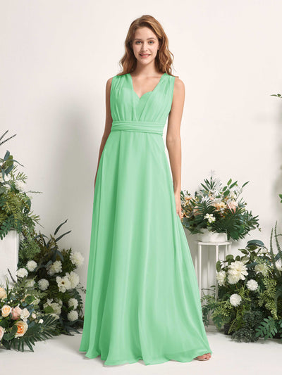 Carlyna Carolyn Convertible Mint Green Bridesmaid Dress Maxi Sleeveless Sweetheart Dress Side View 3 #color_mint-green