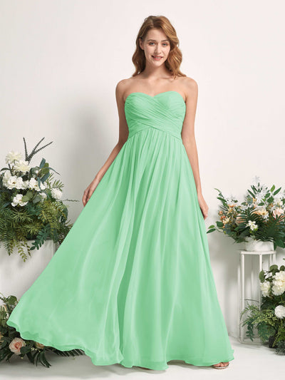 Carlyna Elma A-Line Mint Green Bridesmaid Dress Maxi Sleeveless Sweetheart Dress Front View #color_mint-green