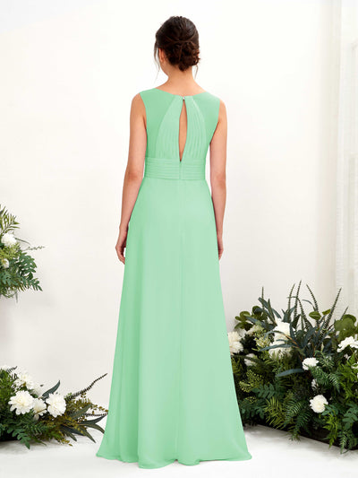Carlyna Karen A-Line Mint Green Bridesmaid Dress Maxi Sleeveless V-Neck Dress Back View #color_mint-green