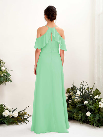 Carlyna Orlane A-Line Mint Green Bridesmaid Dress Maxi Sleeveless V-Neck Dress Back View #color_mint-green