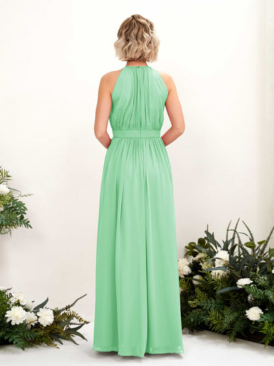 Carlyna Eden A-Line Mint Green Bridesmaid Dress Maxi Sleeveless Round Neck Dress Back View #color_mint-green