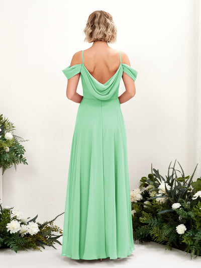 Carlyna Kauku A-Line Mint Green Bridesmaid Dress Maxi Sleeveless V-Neck Dress Back View #color_mint-green