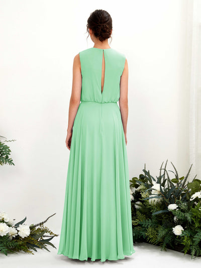 Carlyna Alma A-Line Mint Green Bridesmaid Dress Maxi Sleeveless Round Neck Dress Back View #color_mint-green