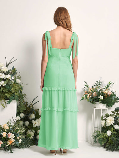 Carlyna Kaiya A-Line Mint Green Bridesmaid Dress Maxi Sleeveless Straight Dress Back View #color_mint-green