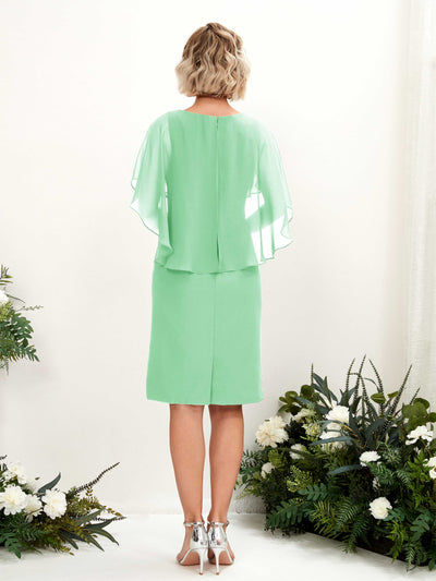 Carlyna Tey Sheath Mint Green Bridesmaid Dress Knee-Length Cap Sleeve V-Neck Dress Back View #color_mint-green