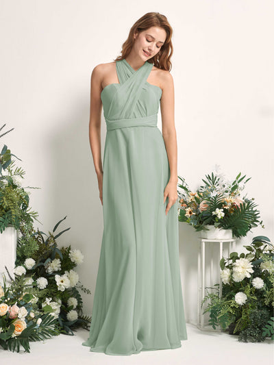 Carlyna Carolyn Convertible Sage Green Bridesmaid Dress Maxi Sleeveless Sweetheart Dress Side View 5 #color_sage-green