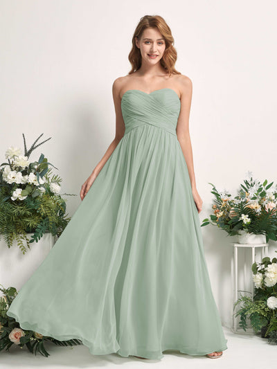Carlyna Elma A-Line Sage Green Bridesmaid Dress Maxi Sleeveless Sweetheart Dress Front View #color_sage-green