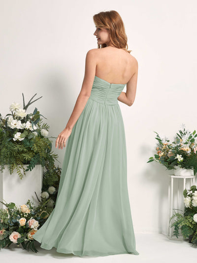 Carlyna Elma A-Line Sage Green Bridesmaid Dress Maxi Sleeveless Sweetheart Dress Back View #color_sage-green