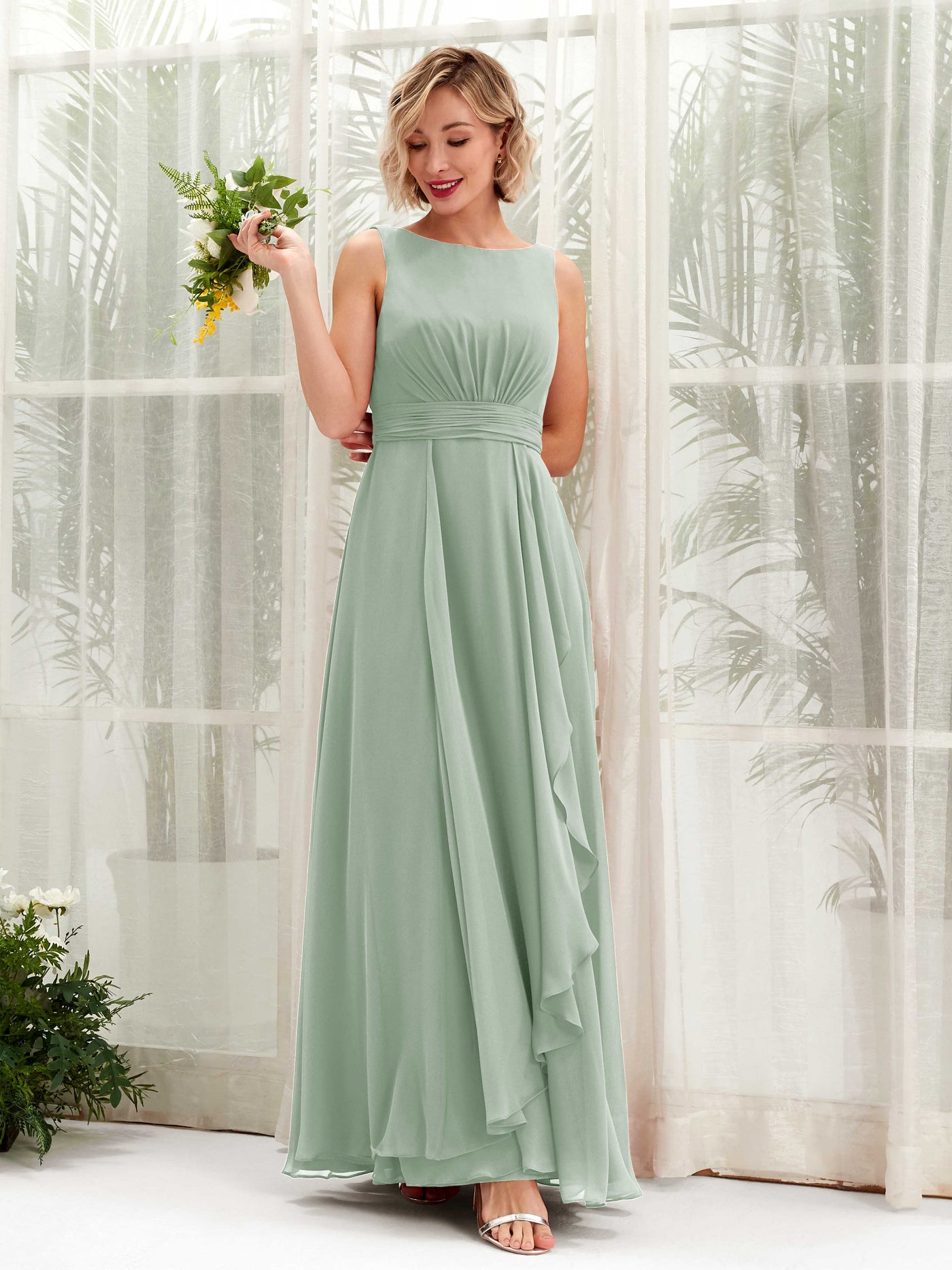 Martini Olive Chiffon Bridesmaid Dress A-Line Floor-Length | Carlyna Martini Olive Chiffon Bridesmaid Dress A-Line Floor-Length | Carlyna