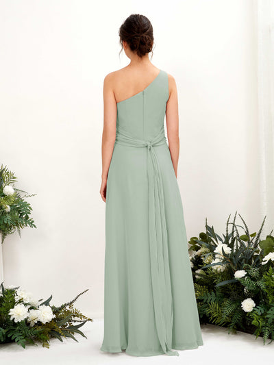 Carlyna Trita Sheath Sage Green Bridesmaid Dress Maxi Sleeveless One Shoulder Dress Back View #color_sage-green
