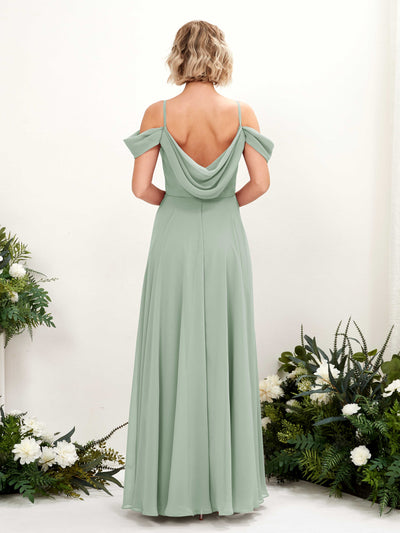 Carlyna Kauku A-Line Sage Green Bridesmaid Dress Maxi Sleeveless V-Neck Dress Back View #color_sage-green
