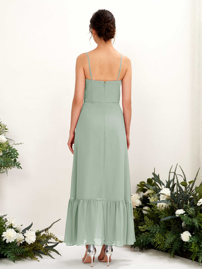 Carlyna Delia Sheath Sage Green Bridesmaid Dress Maxi Sleeveless Spaghetti Strap Dress Back View #color_sage-green