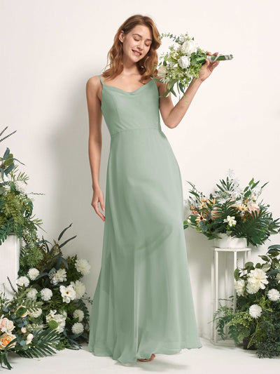 Carlyna Hannah A-Line Sage Green Bridesmaid Dress Maxi Sleeveless Sweetheart Dress Side View 2 #color_sage-green