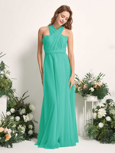 Carlyna Carolyn Convertible Tiffany Bridesmaid Dress Maxi Sleeveless Sweetheart Dress Side View 5 #color_tiffany