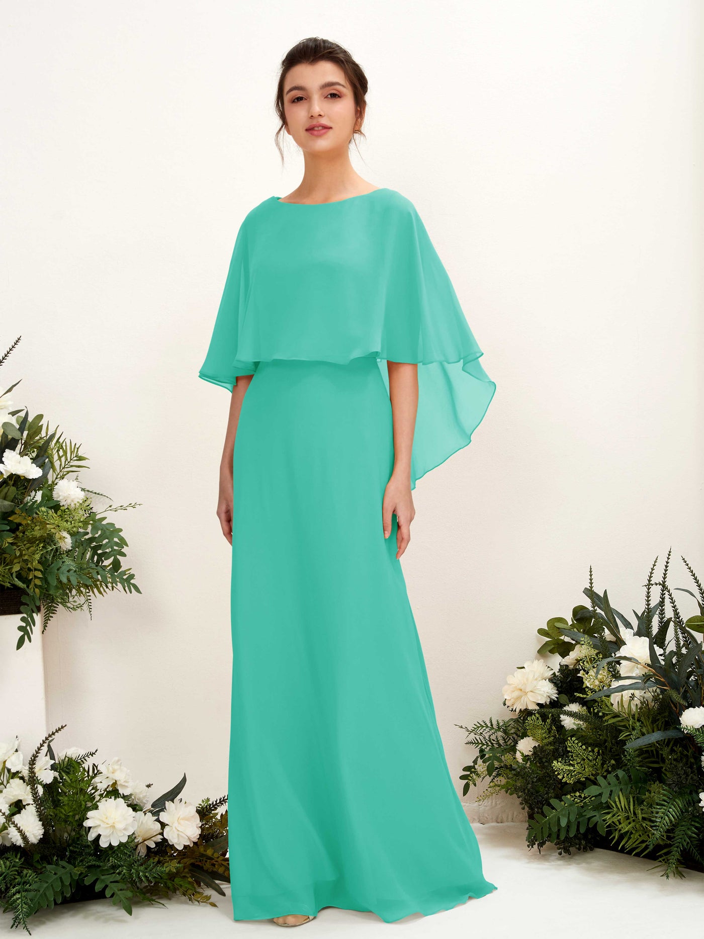 Tiffany Bridesmaid Dresses Bridesmaid Dress A-line Chiffon Bateau Full Length Sleeveless Wedding Party Dress (81222032)#color_tiffany