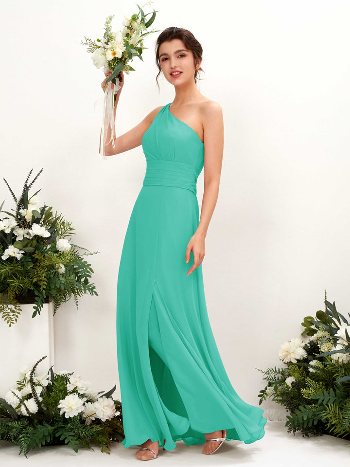 Tiffany Bridesmaid Dresses Bridesmaid Dress A-line Chiffon One Shoulder Full Length Sleeveless Wedding Party Dress (81224732)