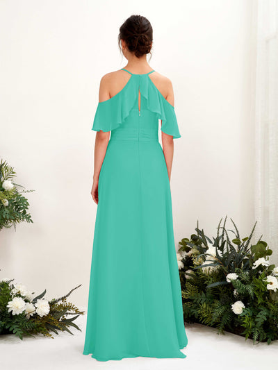Carlyna Orlane A-Line Tiffany Bridesmaid Dress Maxi Sleeveless V-Neck Dress Back View #color_tiffany