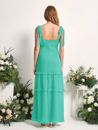 Carlyna Kaiya A-Line Tiffany Bridesmaid Dress Maxi Sleeveless Straight Dress Back View #color_tiffany