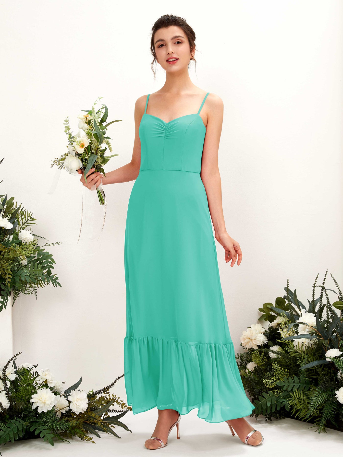 Tiffany Bridesmaid Dresses Bridesmaid Dress Chiffon Spaghetti-straps Full Length Sleeveless Wedding Party Dress (81223032)#color_tiffany