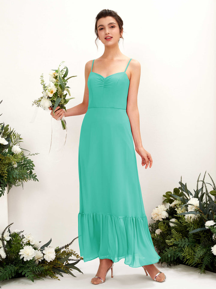 Tiffany Bridesmaid Dresses Bridesmaid Dress Chiffon Spaghetti-straps Full Length Sleeveless Wedding Party Dress (81223032)