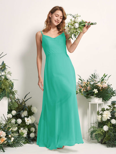 Carlyna Hannah A-Line Tiffany Bridesmaid Dress Maxi Sleeveless Sweetheart Dress Side View 2 #color_tiffany