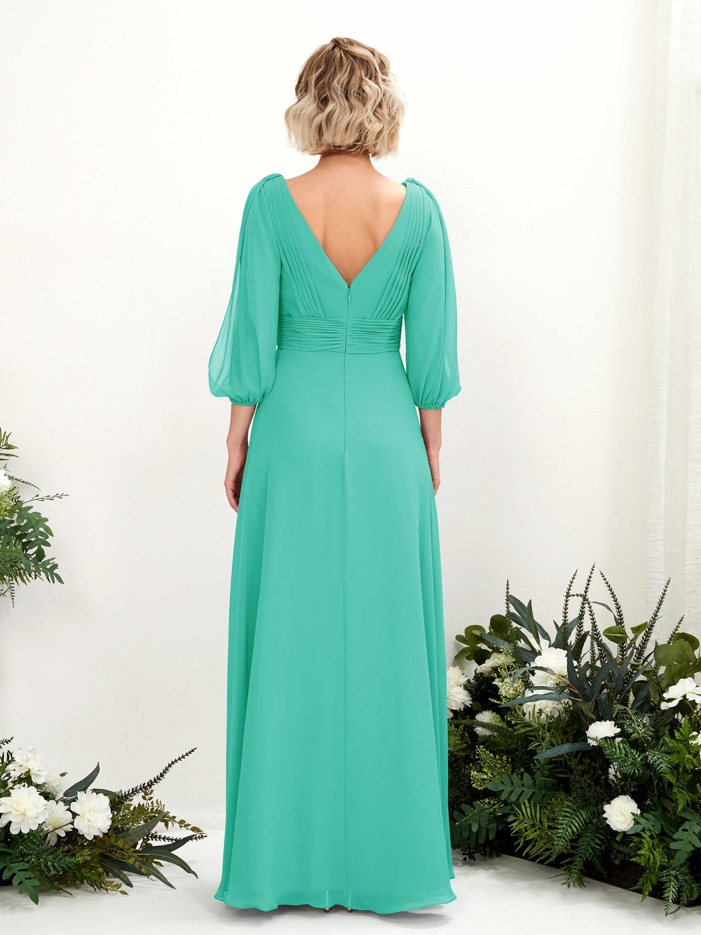 tiffany blue bridesmaid dresses long Vintage Tiffany Blue V-Neck A-Line Beaded Chiffon Long Prom Dress Even   Frisco Dresses