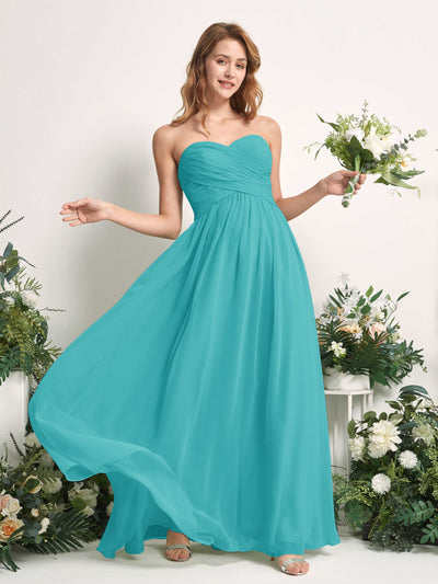 Carlyna Elma A-Line Turquoise Bridesmaid Dress Maxi Sleeveless Sweetheart Dress Side View 2 #color_turquoise