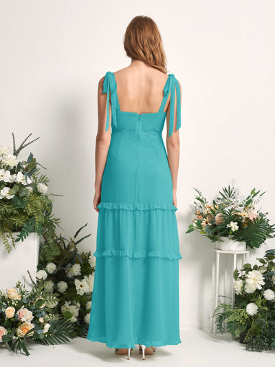 Carlyna Kaiya A-Line Turquoise Bridesmaid Dress Maxi Sleeveless Straight Dress Back View #color_turquoise