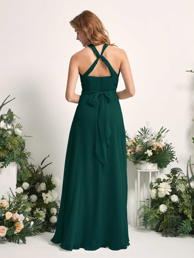 Carlyna Carolyn Convertible Dark Emerald Bridesmaid Dress Maxi Sleeveless Sweetheart Dress Back View #color_dark-emerald