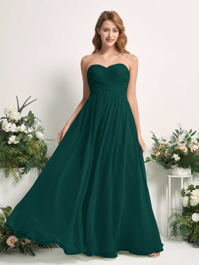 Carlyna Elma A-Line Dark Emerald Bridesmaid Dress Maxi Sleeveless Sweetheart Dress Front View #color_dark-emerald
