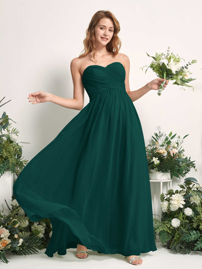 Carlyna Elma A-Line Dark Emerald Bridesmaid Dress Maxi Sleeveless Sweetheart Dress Side View 2 #color_dark-emerald