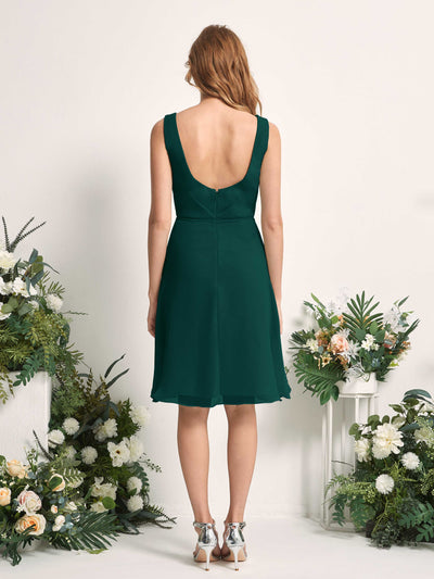 Carlyna Alisha A-Line Dark Emerald Bridesmaid Dress Knee-Length Sleeveless V-Neck Dress Back View #color_dark-emerald