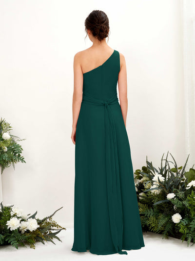 Carlyna Trita Sheath Dark Emerald Bridesmaid Dress Maxi Sleeveless One Shoulder Dress Back View #color_dark-emerald