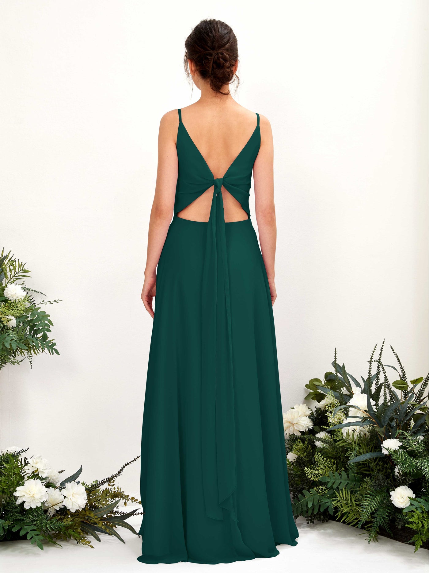 Dark Emerald Bridesmaid Dresses Bridesmaid Dress A-line Chiffon Spaghetti-straps Full Length Sleeveless Wedding Party Dress (81220617)#color_dark-emerald